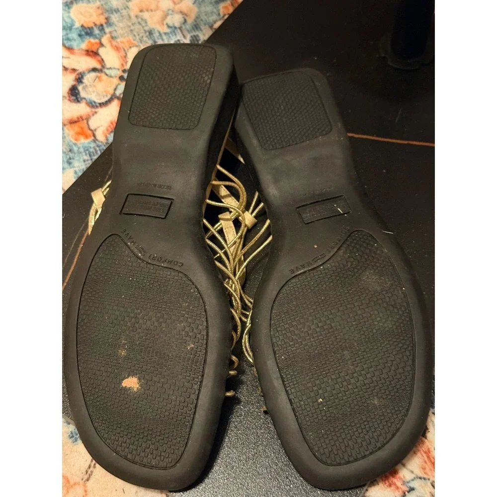 Fanfares Gold Metallic Strappy Slingback Sandals Women's Size 10 Resort Boho  ✨ - Picture 4 of 5